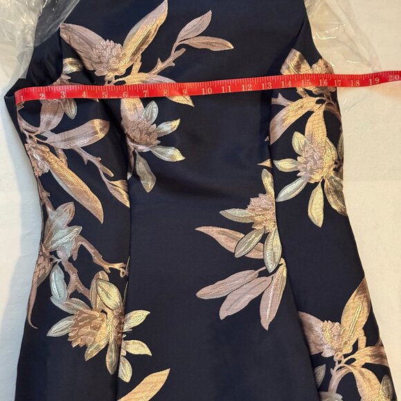 Adrianna Papell Navy & Pink Textured Print A-Line Dress Size 10 Sleeveless - Picture 6 of 8